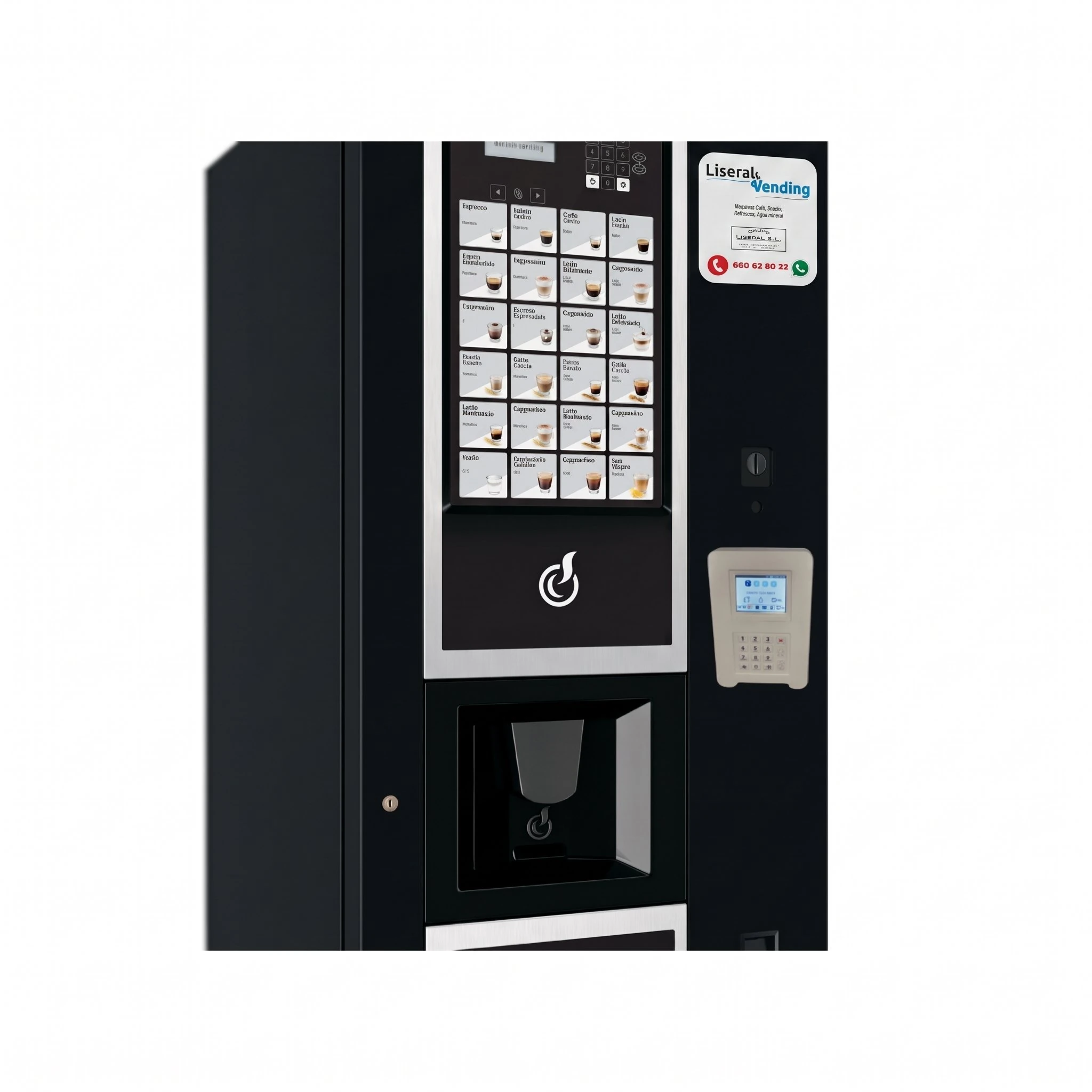 Máquina de vending, vista lateral